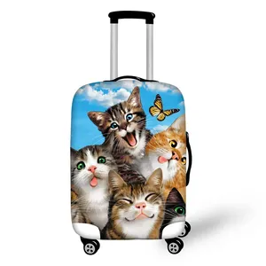 批发多种尺寸18-32英寸可爱猫印花行李箱盖定制透明行李箱盖旅行箱盖