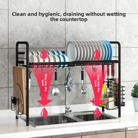 Égouttoir à vaisselle vertical MIXWARES en acier inoxydable 304 noir pour évier de cuisine, rangement pour vaisselle et ustensiles