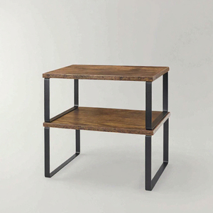 Estante de Almacenamiento Industrial Rústico de 2 Niveles, Estante para Especias de Madera, Organizador Expandible para Gabinete de Cocina - Product Image 3