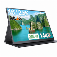 Moniteur portable AHXJKA 16 pouces à écran unique 2.5K 144Hz avec étui en cuir pour PS5 PS4 Switch Win Mac