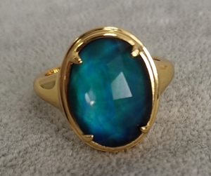 Anelli Luminosi che Cambiano Colore con Controllo della Temperatura, Anello dell'Umore Personalizzabile Sfaccettato Ovale per Donne, Gioielli in Argento Sterling 925 - Product Image 2