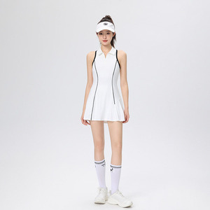 Robe de sport de golf et de tennis de luxe à col polo respirant avec poches séparées pour shorts, couleur contrastée, vente en gros - Product Image 2