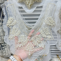 3D Broderie Perles Corsage Patches Paillettes Lourdes Col V Strass Tulle Cou Dentelle Applique Sexy Sous-Vêtements Robe Accessoires