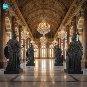 Estatuas de Soldados de Bronce, Adornos de Arte Metálico para Interiores o Exteriores, Escultura Artesanal con Lanza - Product Image 6