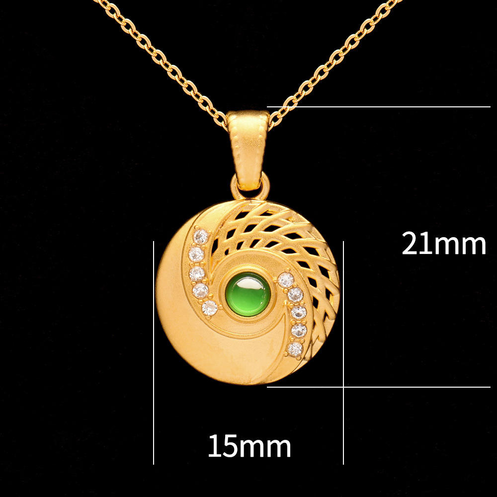 Collier plaqué or de 999 pieds pendentif en jade naturel cadeau