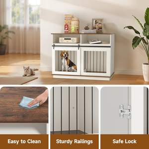 Kandang hewan peliharaan dalam ruangan mewah putih furnitur rumah anjing besar pintu geser dapat digerakkan pembagi penyimpanan laci kandang anjing kayu akhir kucing - Product Image 5