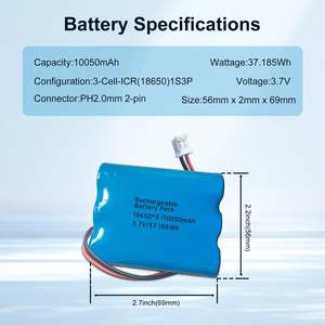 18650 3,7 V 10500mAh 10000mAH 1S3P Paquete de batería de iones de litio 5200mAh 1S2P Batería <span class=keywords><strong>recargable</strong></span> de iones de litio con JST2.0 <span class=keywords><strong>para</strong></span> iluminación de Juguetes - Product Image 3