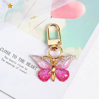 Porte-clés Papillon Coloré Dégradé en Acrylique, Pendentif de Sac, Décorations pour Femmes et Filles, Cadeaux Tendance et Délicats