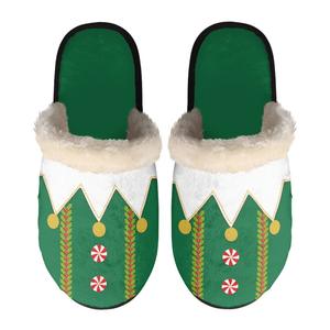 Factory Personalized Custom Christmas Santa Claus Reindeer Print Own Pattern Logo Winter Warm Cotton Home <strong>Slippers</strong> for <strong>Men</strong> Women - Product Image 3