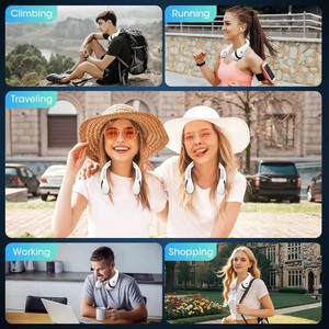 พัดลมคล้องคอไร้ใบพัดแบบพกพา ชาร์จผ่าน USB พับได้ พร้อมหน้าจอ LED แสดงผลแบบดิจิตอล เครื่องปรับอากาศขนาดเล็กแบบแขวน - Product Image 2