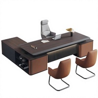 Ensemble de bureau de direction de luxe en forme de L, bureaux informatiques modernes, table de travail pour grand patron, directeur général, mobilier personnalisable