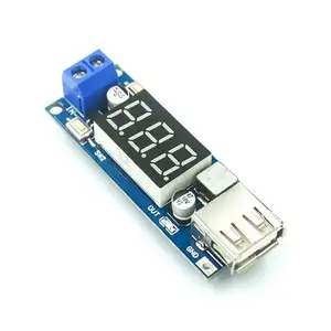 降压转换器发光二极管显示电压表 + 5 V USB充电器电源模块板降压端口6.5-40V至5 V 2A