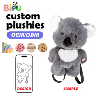 Fabricant de sacs à dos en peluche, sac à dos en peluche koala gris personnalisé, sacs en coton doux, adorables sacs en peluche pour cadeau