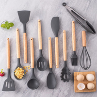 Ustensiles de cuisine en silicone 12 pièces outils de cuisine pelle cuillère résistant aux hautes températures ensembles d'ustensiles de cuisine avec seau de rangement