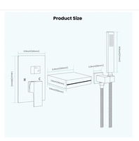 Robinet de douche cascade moderne en laiton poli chromé avec barre coulissante, pommeau de douche carré à jets pluie, jet direct et massage