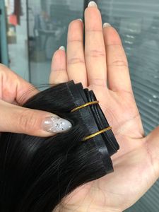 Extensioni di Capelli Umani Remy Cinesi di Alta Qualità, Clip-in, Doppia Trama, Marrone <span class=keywords><strong>Scuro</strong></span>, 35cm/14 Pollici, 7 Pezzi, 120g, Extension Voluminose - Product Image 2