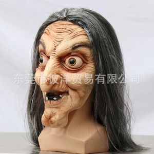 Máscara de bruja de Halloween con pelo largo, talla única, accesorio de disfraz para casa embrujada, escape room, escena de miedo - Product Image 3