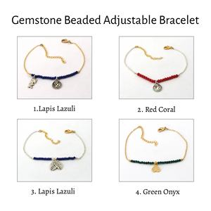 Bracelet empilable en pierre précieuse de corail rouge bijoux à breloques en perles minimalistes conception à la main style de chaîne réglable minuscules perles rouges - Product Image 2