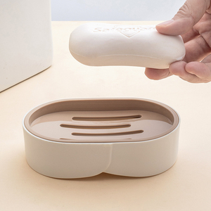 <span class=keywords><strong>Porte</strong></span>-<span class=keywords><strong>savon</strong></span> en plastique à la mode écologique double couche pour salle de bain d'hôtel avec bac d'égouttage <span class=keywords><strong>et</strong></span> couvercle - Product Image 4