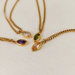 Classic Multi-Color <b>Butterfly</b> Zircon Buddhism Necklace Retro <b>Light</b> Luxury Stainless Steel Collarbone Chain Real Fashion Pendant - Product Image 1