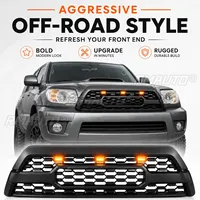 For Toyota 4Runner 2006-2009 Car Accessories LED LOGO Front Grille Honeycomb Mesh Style Front Grill Replacement With LED Lights