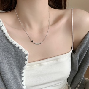 สร้อยคอเงินแท้ S925 เคลือบสีดำลายยิ้ม ดีไซน์มินิมอล สวมใส่ได้ทุกวัน แฟชั่นโชคเกอร์ - Product Image 5