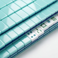 Jeu de Mahjong Américain de Luxe Pliable en Acrylique Cyan, 160 Tuiles, Kit de Jeu pour 4 Joueurs, Portable, Idée Cadeau de Voyage de Luxe