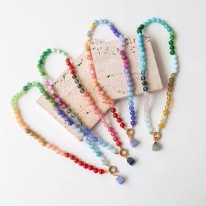 Zooying kalung manik-manik kristal permen batu permata campuran Chunky buatan tangan pantai musim panas untuk wanita - Product Image 6