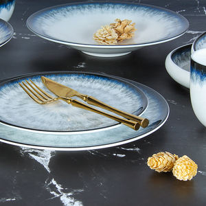 Veweet — <span class=keywords><strong>Service</strong></span> de table en porcelaine, ensemble d'<span class=keywords><strong>assiettes</strong></span> de qualité supérieure <span class=keywords><strong>36</strong></span> <span class=keywords><strong>pièces</strong></span>, moderne, <span class=keywords><strong>Service</strong></span> de crocheter bleu blanc, en céramique, vaisselle pour 6 personnes - Product Image 5
