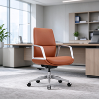 Chaise de direction ergonomique moderne contemporaine à dossier haut en cuir PU avec assise et dossier rembourrés pour salle de conférence et bureau
