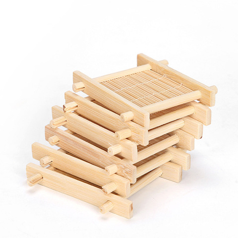 Wholesale Low Cost Hand-make Square Tea Accessories Chinese Tea Bamboo Coaster