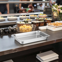 Plateau GN en acier inoxydable 304 pour restaurant, bac de buffet, plateau GN de taille standard pour cuisine industrielle, équipement de cuisine
