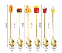 Ensemble cadeau de couverts de table mignons en acier inoxydable, avec cuillère à mélanger à tête en silicone motif poupée de dessin animé et fourchette, pour le café, pour le marché international