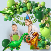 Kit d'arche de ballons dinosaures en gros directement de l'usine, ballons en latex et en feuille vert et or, confettis, décoration de fête d'anniversaire pour enfants