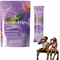 Aeglwell Poudre d'électrolytes aux raisins blancs sans sucre, mélange pour boisson hydratante, supplément de récupération après l'entraînement, OEM ODM