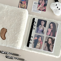 A6 Ringbuch Fotokartenhalter Kpop Idol Fotoalbum Kawaii Plüsch PVC-Einband Schüler Schulheft Schreibwaren