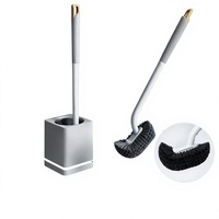 Brosse de toilette avec support ventilé et pince à épiler dissimulée en silicone ABS pour salle de bain