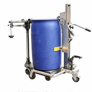 Chariot à fûts hydraulique à commande au pied en acier inoxydable, avec poignée de maintien stable pour fûts d'huile - Product Image 1