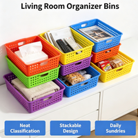6 paniers de rangement en plastique ventilés empilables, bacs organisateurs polyvalents pour cuisine, bureau, jouets, collations et articles divers