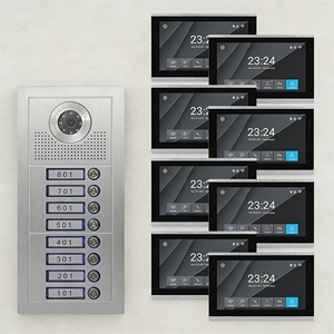 Vidéophone 4 fils 7 pouces avec interphone mains libres et surveillance du système pour maisons jumelées - Product Image 1