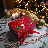Boîte cadeau de Noël en carton rigide pliable magnétique à prix de gros, avec matériaux recyclés et impression de logo personnalisée