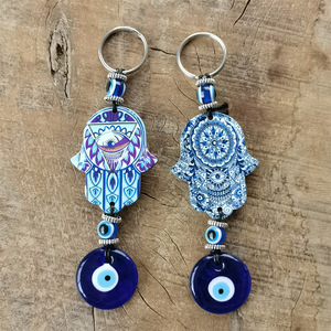 Portachiavi con Ciondolo Occhio Turco e Mano di Fatima in Lega di Zinco - Decorazione per Borsa/Auto/Casa - Product Image 5
