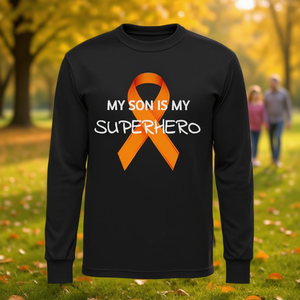 T-shirt à manches longues « MY SON IS MY SUPERHERO » pour la sensibilisation à la leucémie – T-shirt promotionnel - Product Image 3
