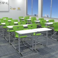 Ensemble de chaise et de bureau d'étudiant en métal et plastique PP, ergonomique, écologique, à hauteur fixe, robuste, moderne, pour une ou deux personnes, pour salle de classe
