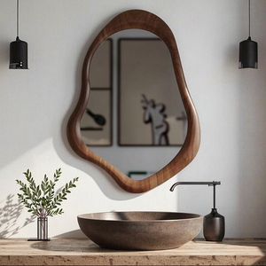 Bán buôn hiện đại không đều đầy đủ chiều dài lượn sóng gỗ thật trang trí tầng thường vụ gương - Product Image 6