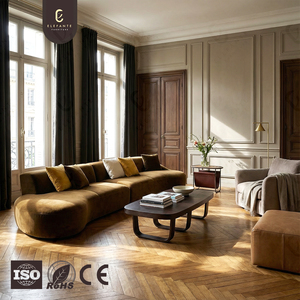 Elegante y <span class=keywords><strong>Espacioso</strong></span> Sofá Modular Curvo con Diseño de Esquinas Suaves y Redondeadas que Permite una Extensión Natural de las Piernas y un Estiramiento Cómodo - Product Image 1