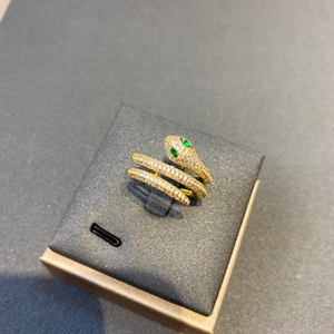 Anello a Serpente in Ottone di Alta Qualità, Placcato Oro 18K, Inossidabile, con Zirconia Brillante e Occhi Rossi e Verdi, Accessori all'Ingrosso - Product Image 2