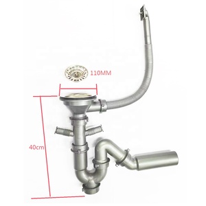 <span class=keywords><strong>Sifone</strong></span> Moderno in Acciaio Inox 201+Plastica per Lavello da Cucina a Doppia Vasca 1,5 Pollici con Filtro da 110mm di Diametro - Product Image 3