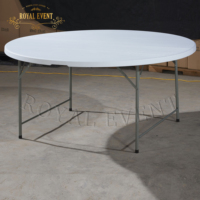 Neueste Design Party White Dining Kunststoff Runde Klapptische für Bankett im Freien