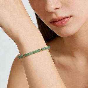 Pulsera Delicada con Cuentas de Piedras Preciosas, Cristal Verde, Piedra Pequeña, Delgada, Moderna, Ajustable, Regalo para el Día de San Valentín - Product Image 1